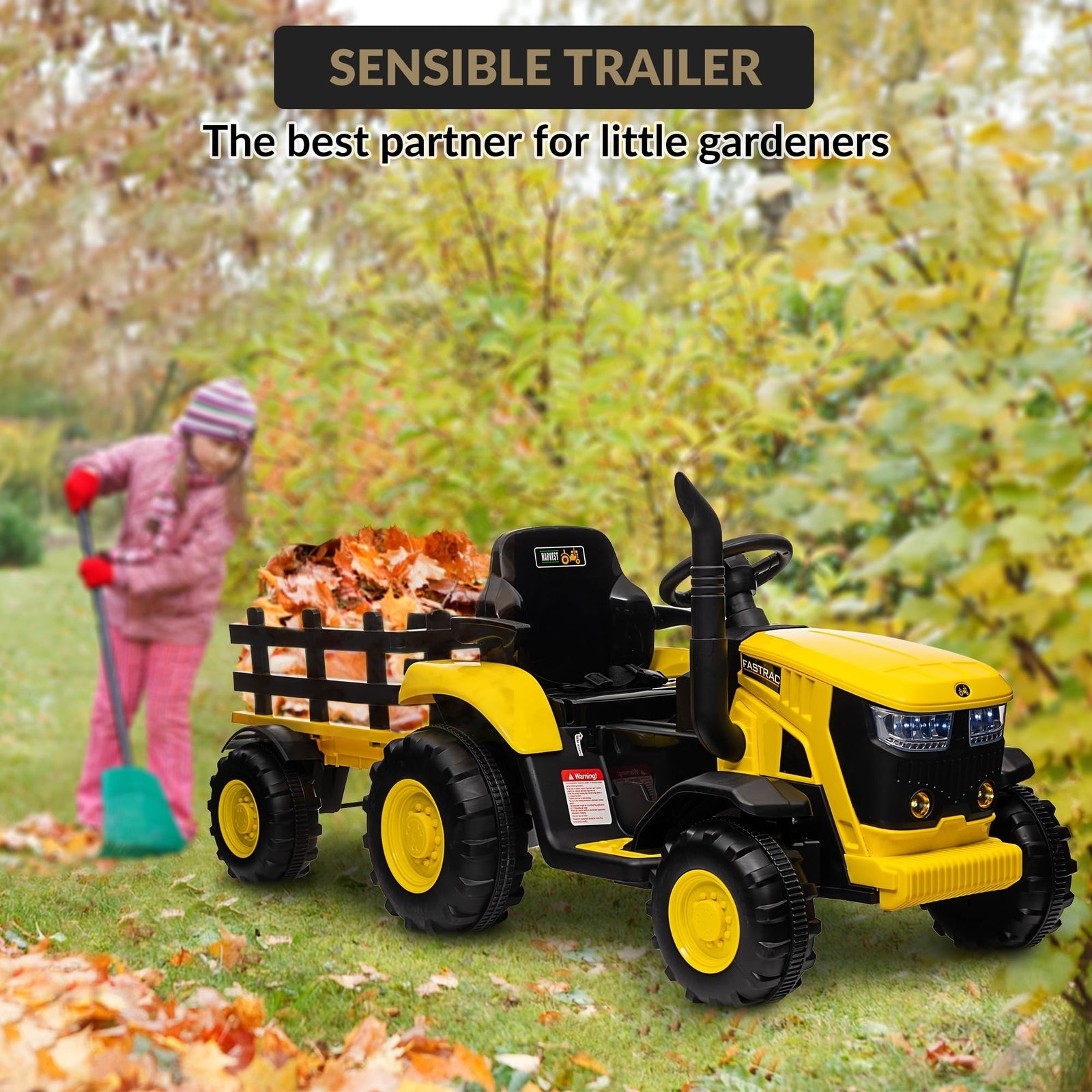 12V Electric Ride-On Tractor with Trailer for Kids, Battery Powered Vehicle - BIG FRENCHIES