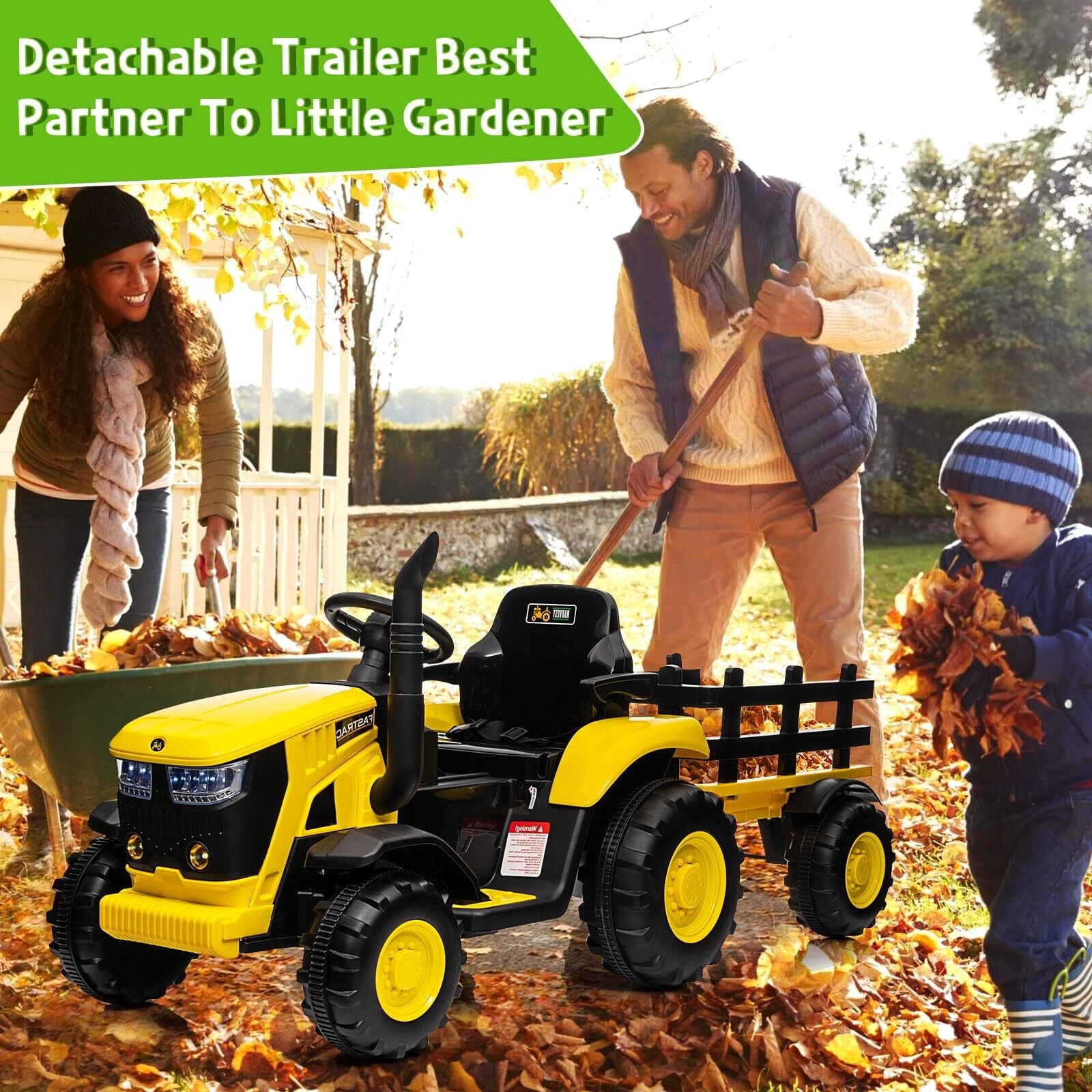 12V Electric Ride-On Tractor with Trailer for Kids, Battery Powered Vehicle - BIG FRENCHIES