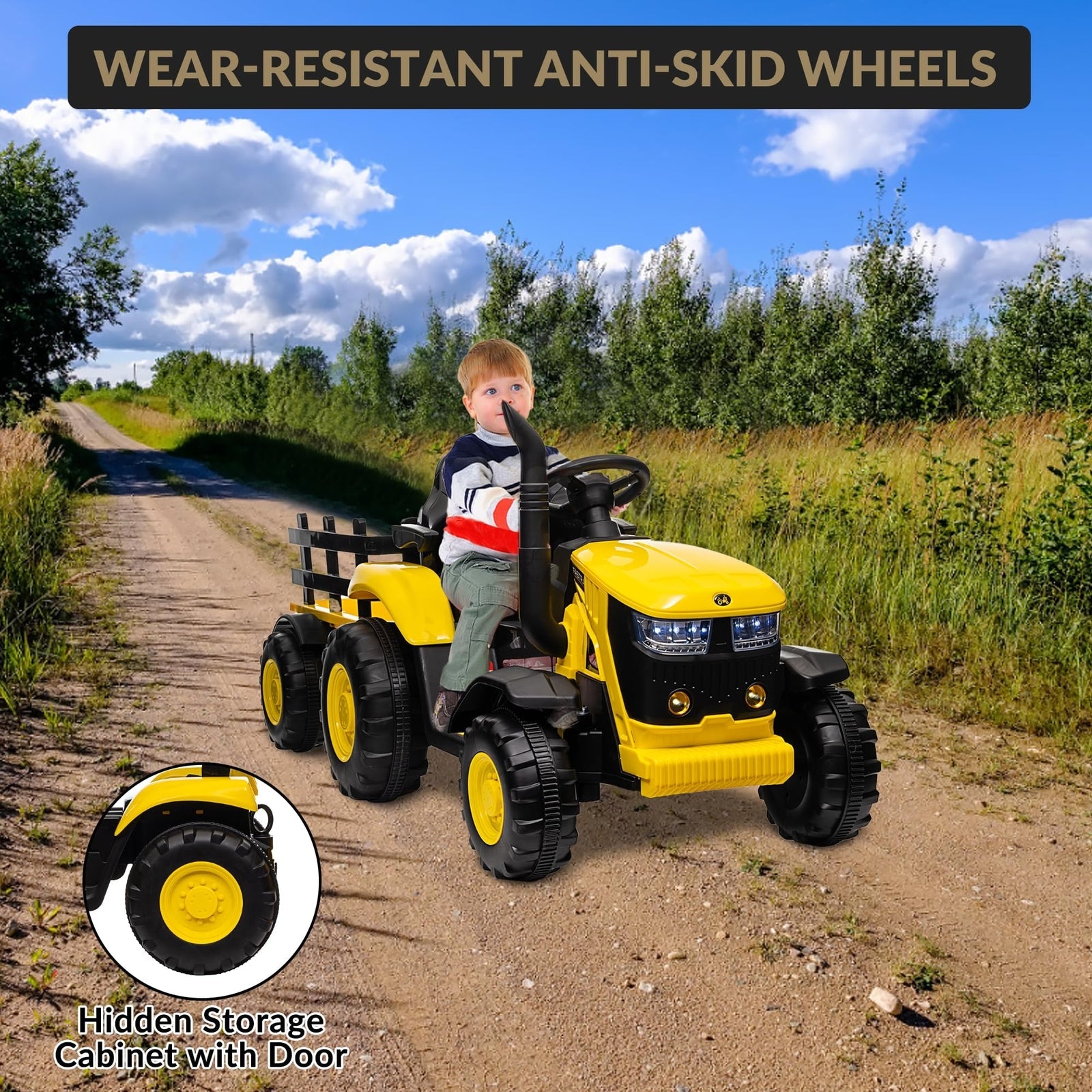 12V Electric Ride-On Tractor with Trailer for Kids, Battery Powered Vehicle - BIG FRENCHIES