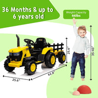12V Electric Ride-On Tractor with Trailer for Kids, Battery Powered Vehicle - BIG FRENCHIES