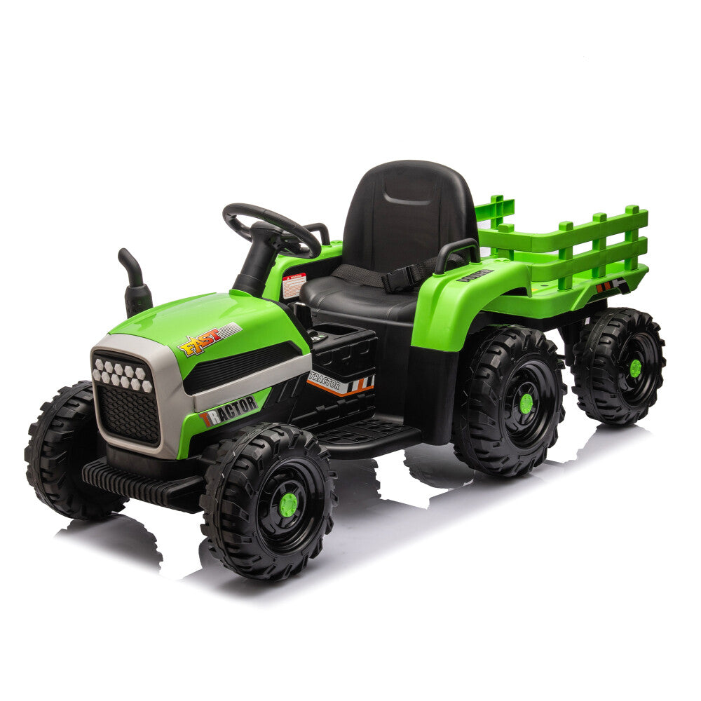 24V Battery-Powered Electric Ride-On Tractor with Trailer and Dual 200W Motors