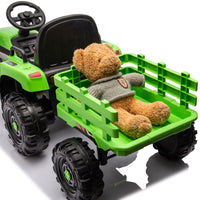 24V Battery-Powered Electric Ride-On Tractor with Trailer and Dual 200W Motors