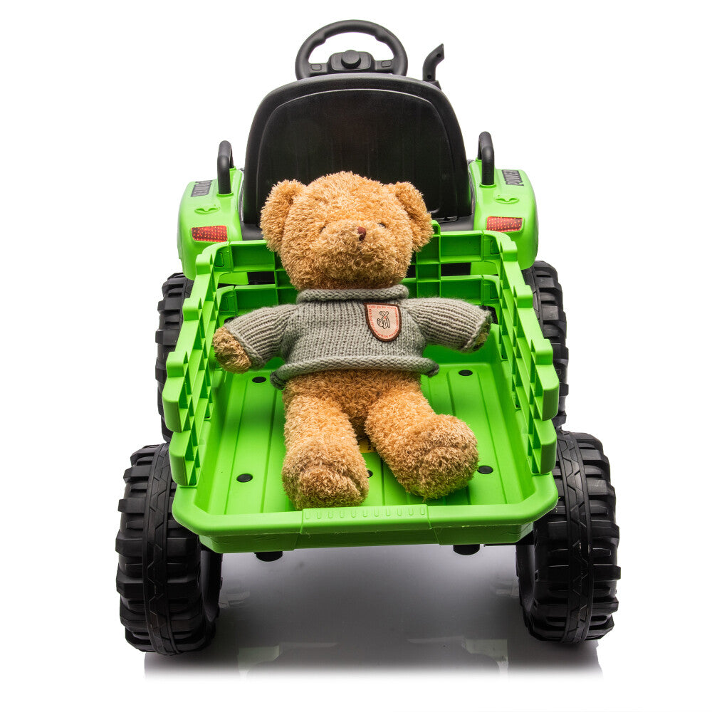 24V Battery-Powered Electric Ride-On Tractor with Trailer and Dual 200W Motors