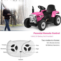 12V Battery-Powered Electric Ride-On Tractor Toy with Trailer and Remote Control