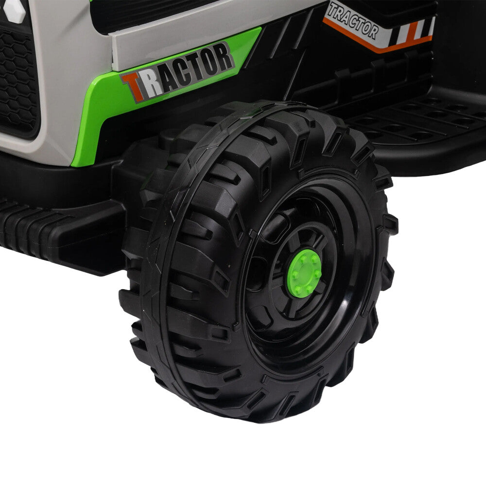 12V Battery-Powered Ride-On Electric Tractor Toy with Trailer and Remote Control