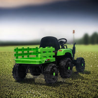 12V Battery-Powered Ride-On Electric Tractor Toy with Trailer and Remote Control