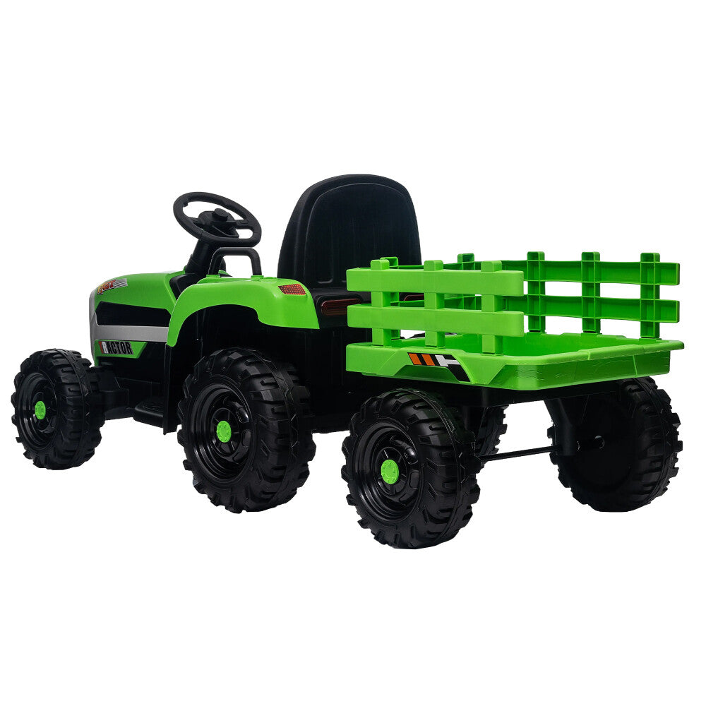 12V Battery-Powered Ride-On Electric Tractor Toy with Trailer and Remote Control
