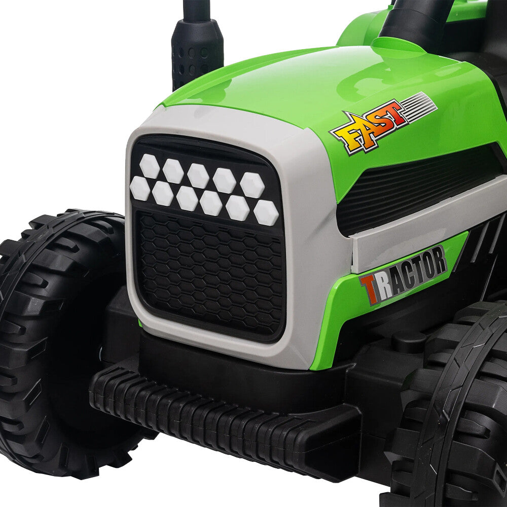 12V Battery-Powered Ride-On Electric Tractor Toy with Trailer and Remote Control