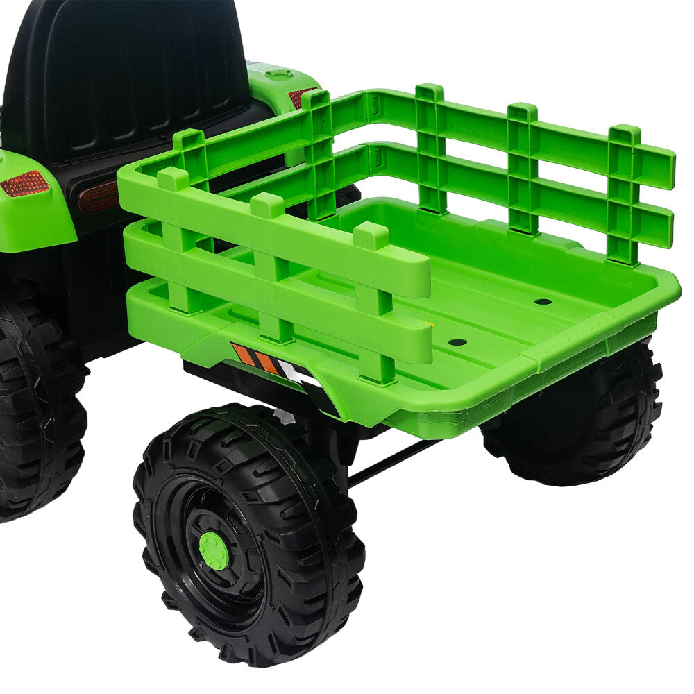 12V Battery-Powered Ride-On Electric Tractor Toy with Trailer and Remote Control