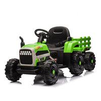 24V Battery-Powered Electric Ride-On Tractor with Trailer Toy