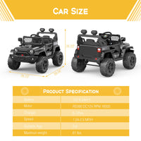 12V Battery-Powered Electric Ride-On Truck with Remote Control and LED Lights