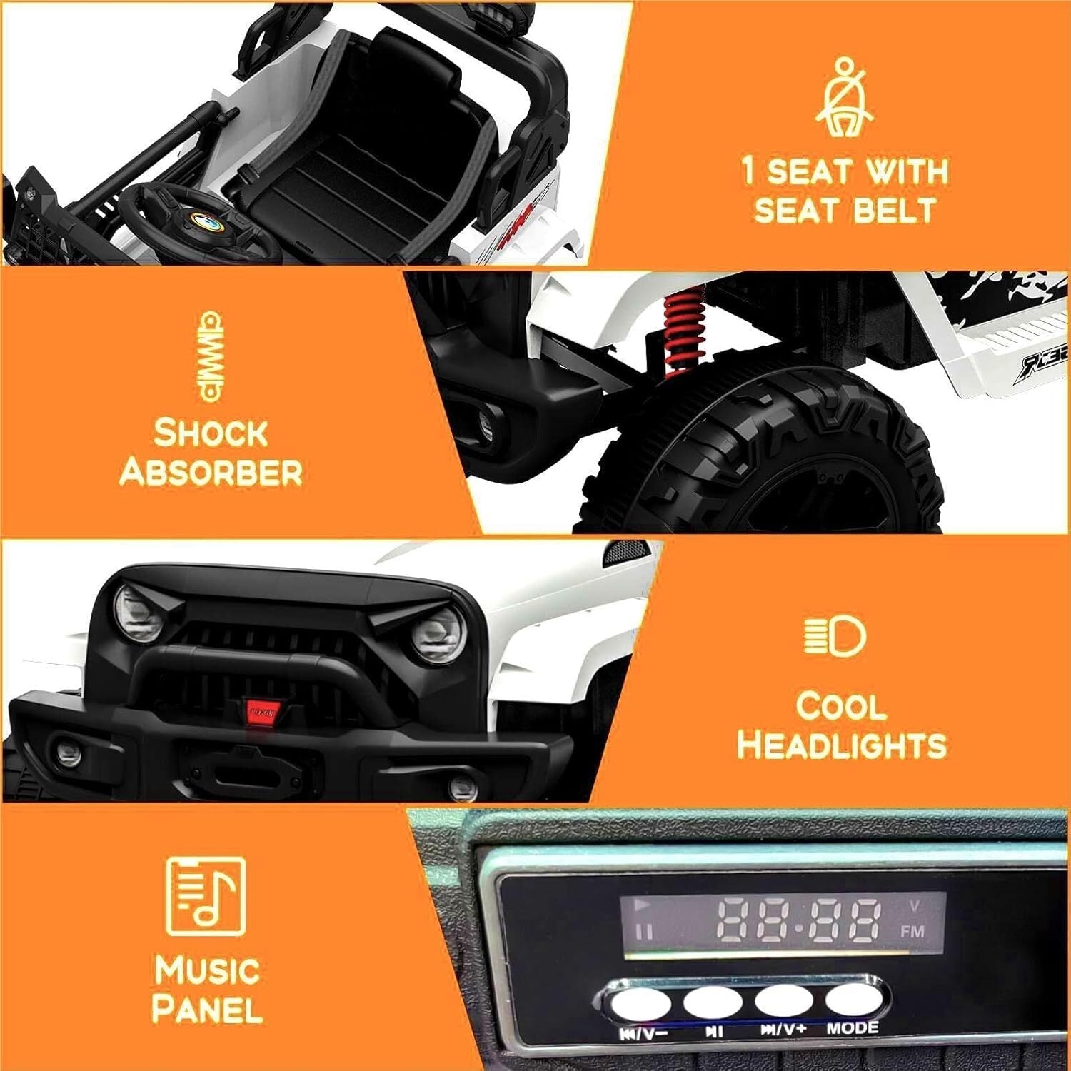 12V Electric Ride-On Truck Car for Kids with Remote Control and Music - BIG FRENCHIES