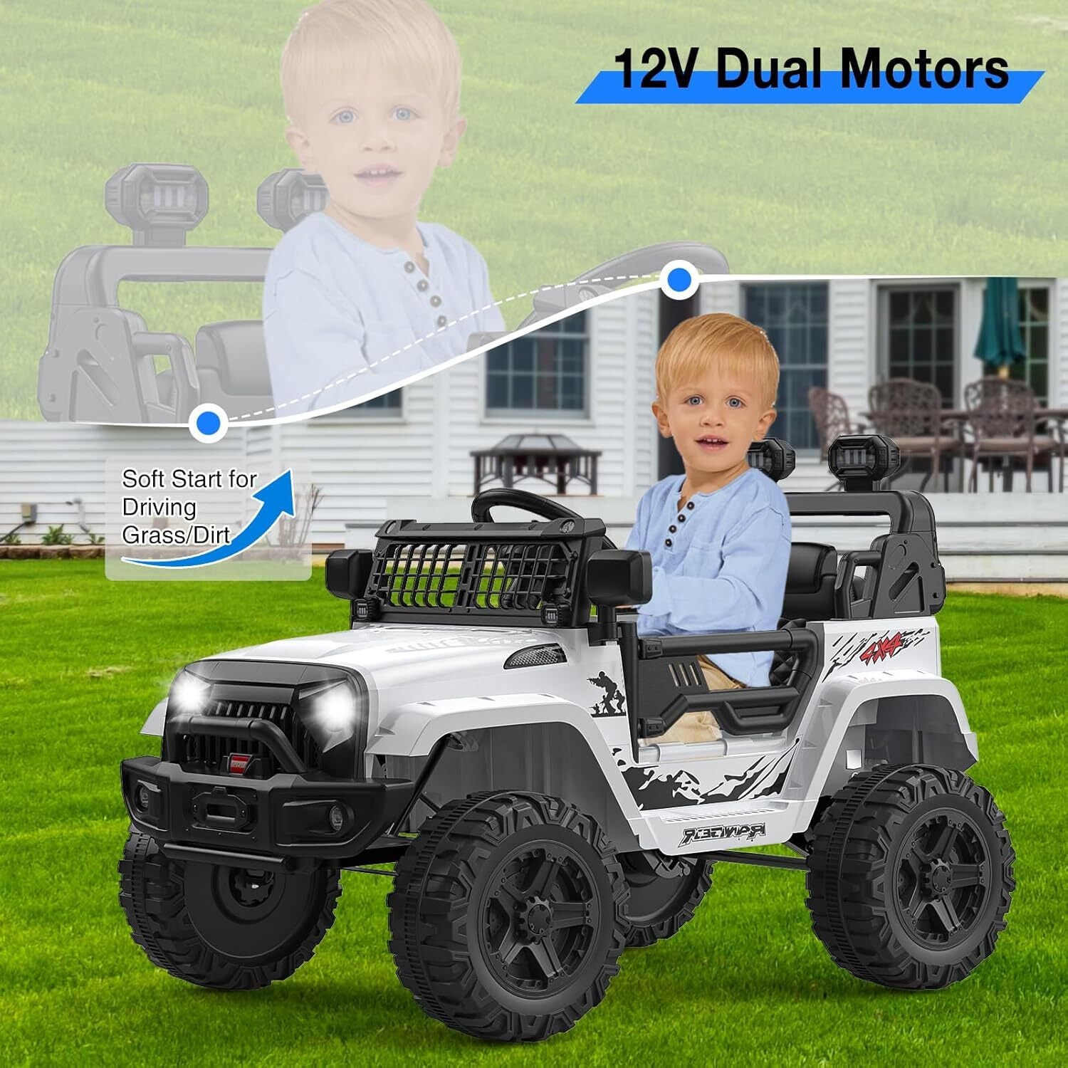 12V Electric Ride-On Truck Car for Kids with Remote Control and Music - BIG FRENCHIES