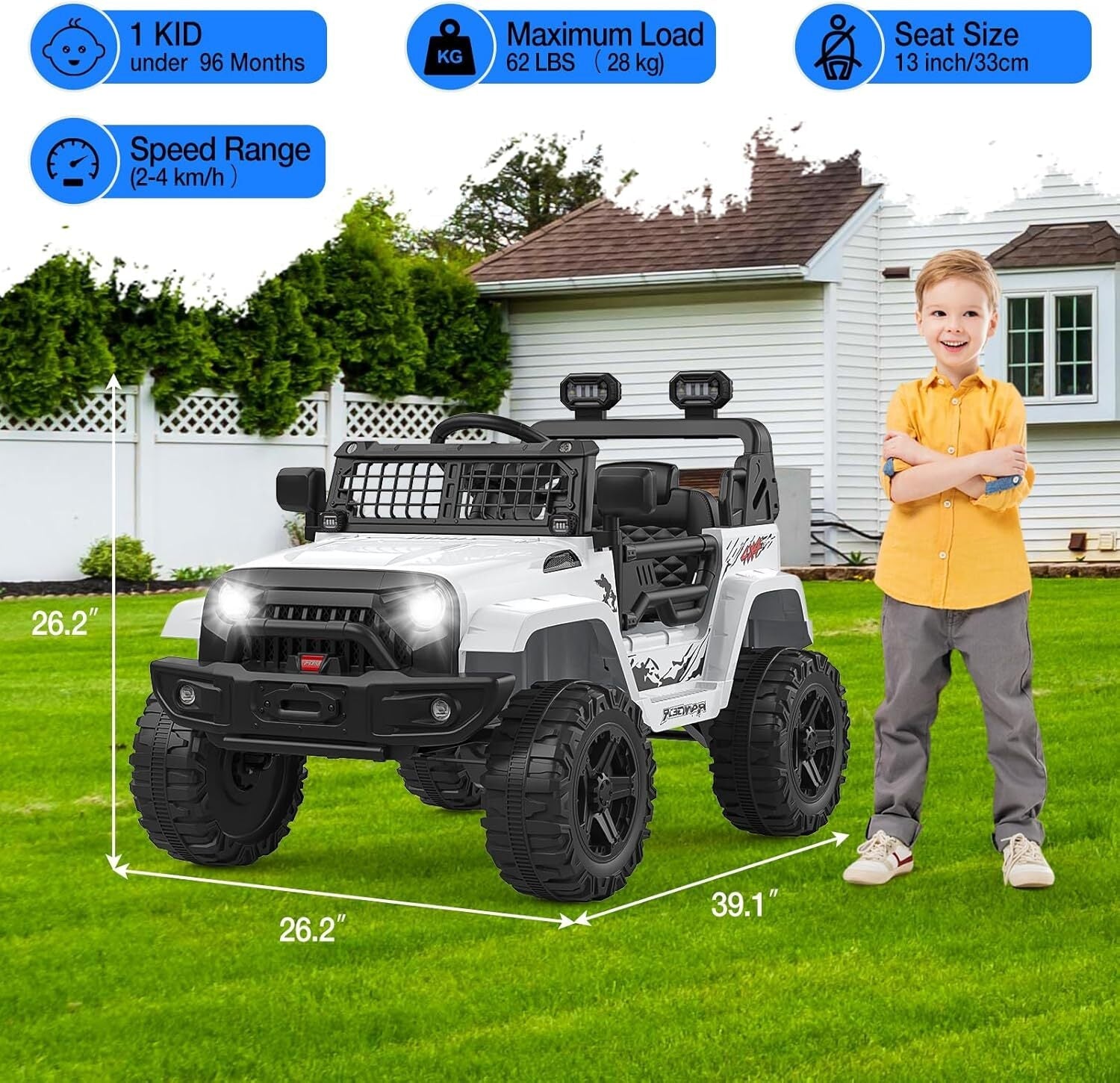 12V Electric Ride-On Truck Car for Kids with Remote Control and Music - BIG FRENCHIES