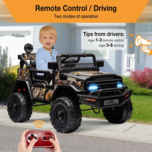 12V Battery-Powered Electric Ride-On Truck Car for Kids with Music and Remote Control - BIG FRENCHIES