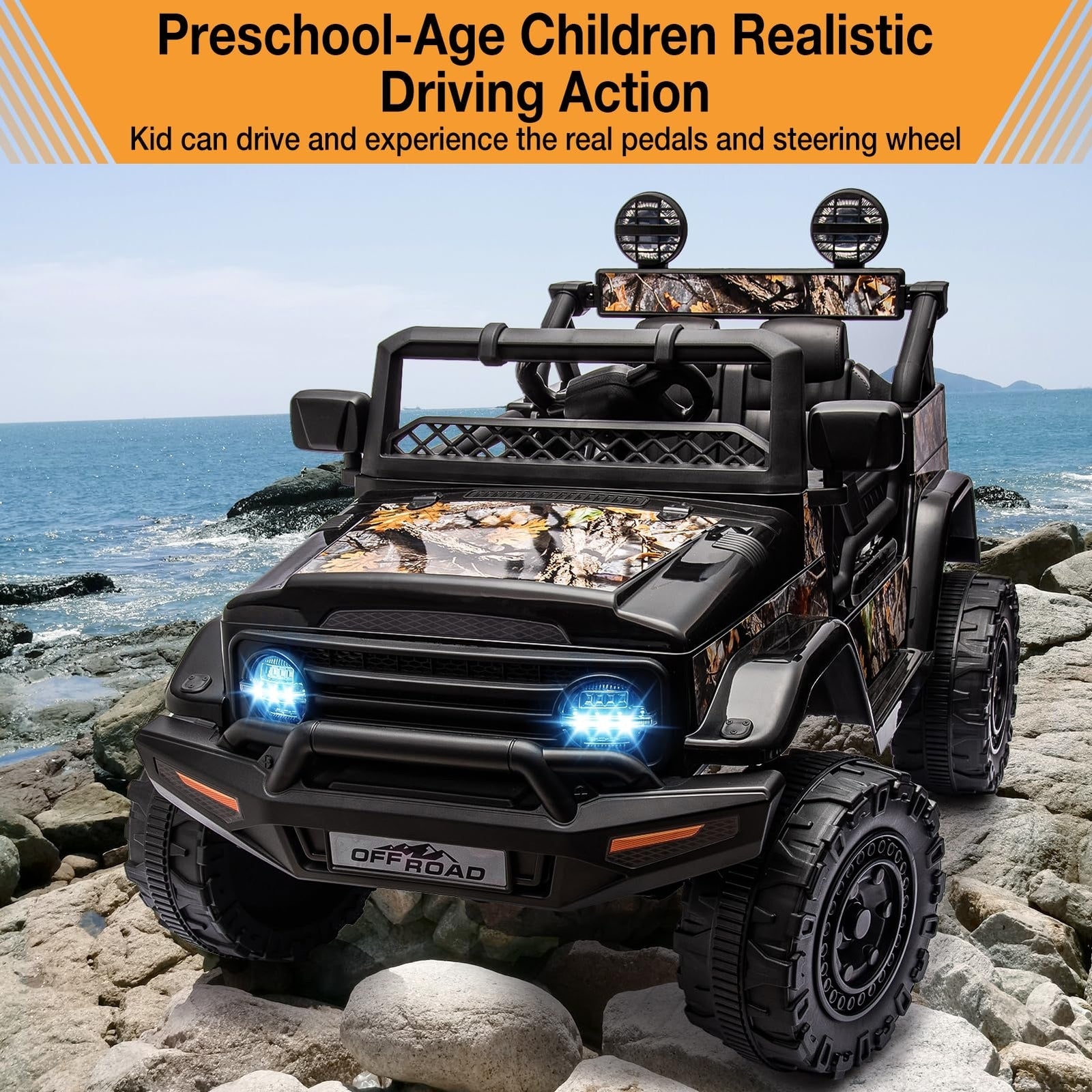 12V Battery-Powered Electric Ride-On Truck Car for Kids with Music and Remote Control - BIG FRENCHIES