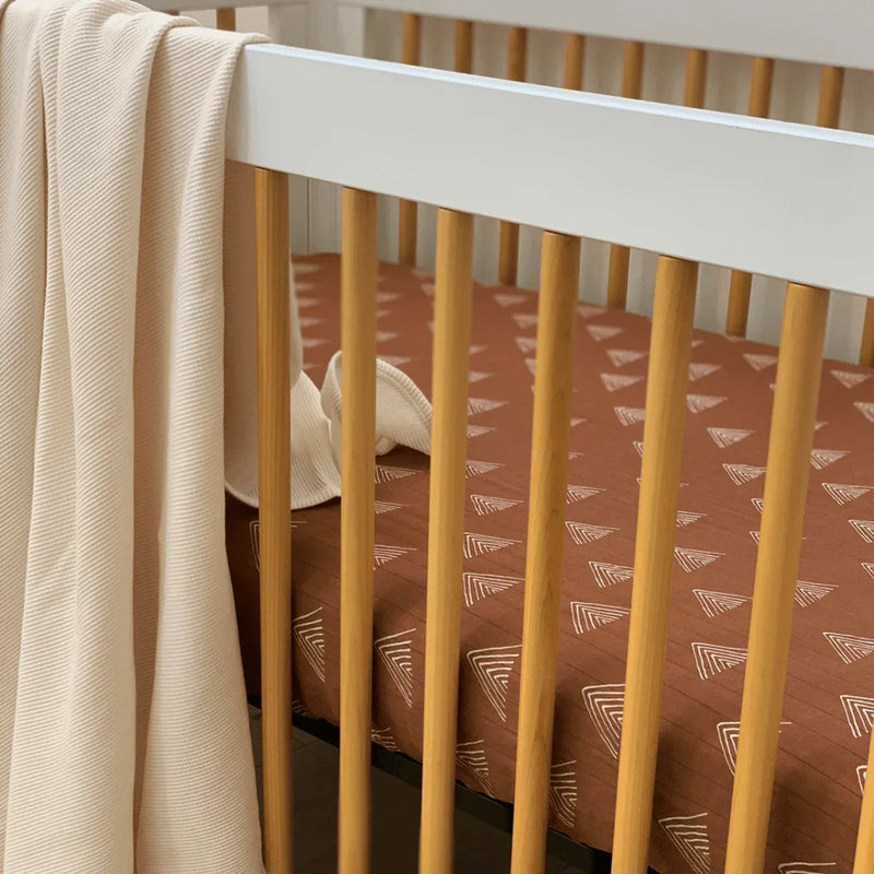 Rust Tribal Boho Organic Muslin Cotton Fitted Crib Sheet - BIG FRENCHIES