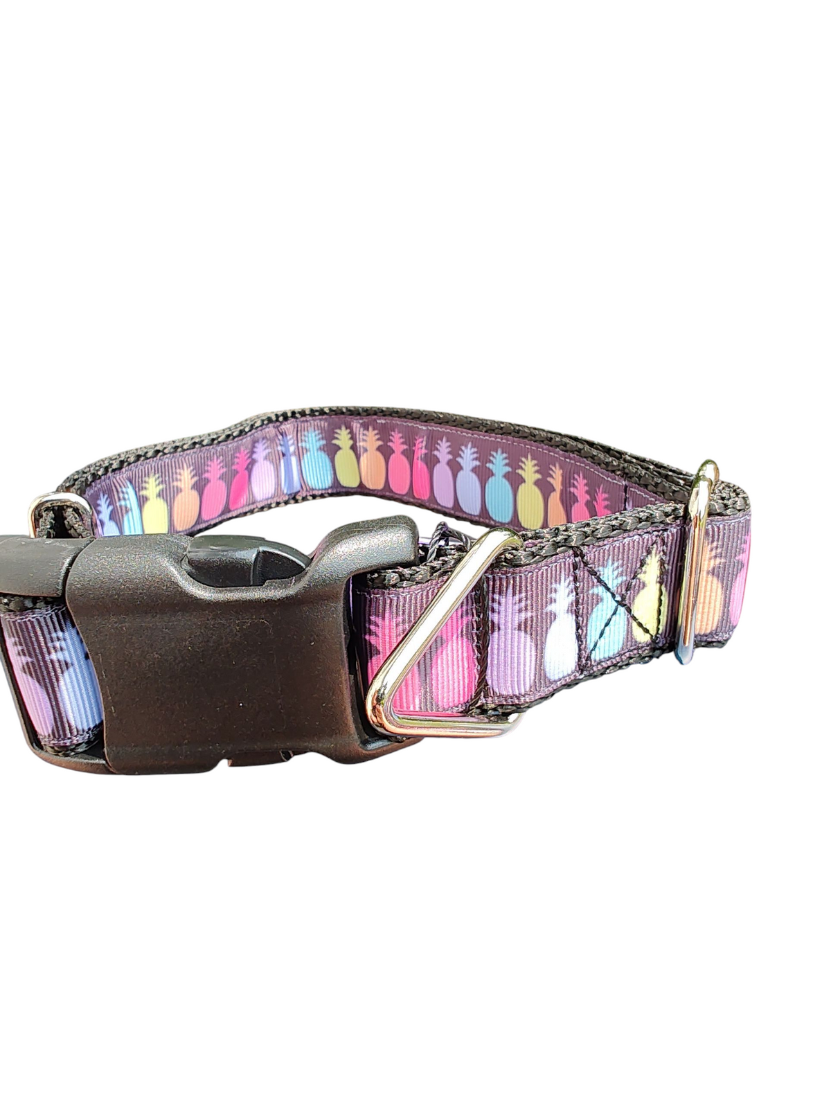 Rainbow Pineapples Nylon Dog Collar-Dog Collar / Leash-BIG FRENCHIES-Doot's Pet LLC Collars For A Cause