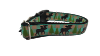 Teal Moose Nylon Dog Collar
