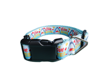 Love Bite Sharks Lt Blue Nylon Dog Collar MD, LG, XL, Leash