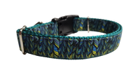 Green Feathers Pattern Nylon Dog Collar