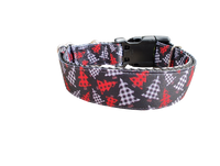 Red And Black Gingham Trees Nylon Dog Collar