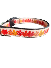 Maple Leaves Nylon Dog Collar
