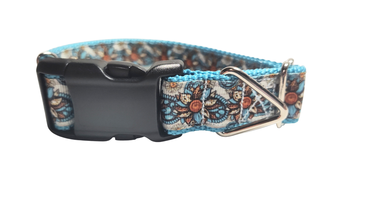Western Floral Nylon Dog Collar-Dog Collar / Leash-BIG FRENCHIES-Doot's Pet LLC Collars For A Cause