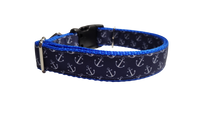 Blue Anchors Nylon Dog Collar