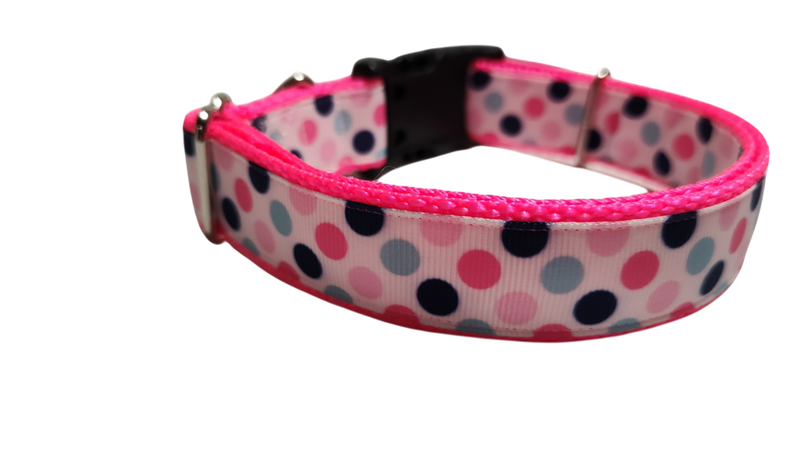 Polka Dots Pattern Nylon Dog Collar-Dog Collar / Leash-BIG FRENCHIES-Doot's Pet LLC Collars For A Cause