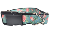 Roses on Blue Nylon Dog Collar