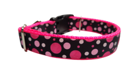 Pink Polka Dots Pattern Nylon Dog Collar