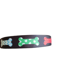 Patterned Bones Nylon Dog Collar