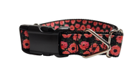Red Poppy Flowers Nylon Dog Collar