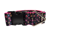 1.5" Wide Colorful Pawprints Nylon Dog Collar