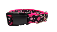 Pink Polka Dots Pattern Nylon Dog Collar