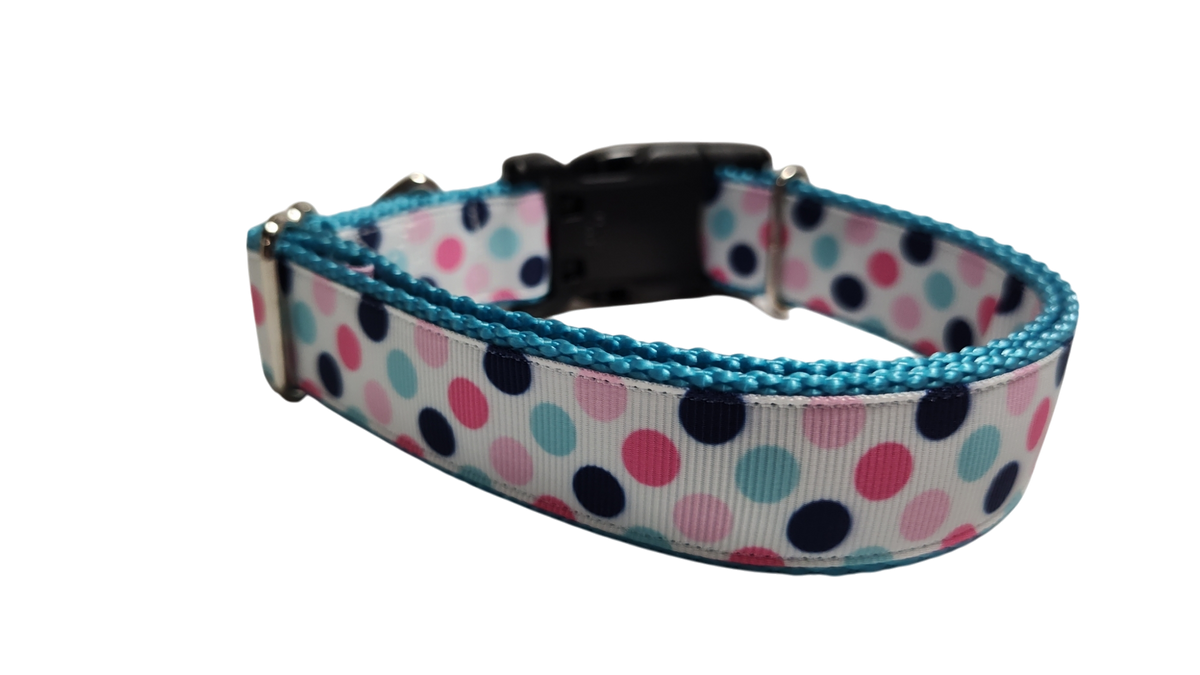 Polka Dots Pattern Nylon Dog Collar-Dog Collar / Leash-BIG FRENCHIES-Doot's Pet LLC Collars For A Cause