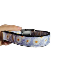 White Flowers Nylon Dog Collar