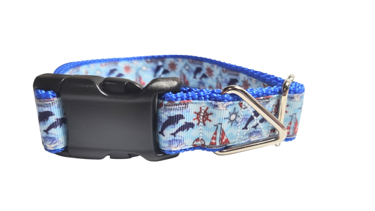Dolphins at Sea Nylon Dog Collar