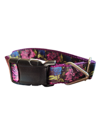 Pink & Blue Flowers Nylon Dog Collar