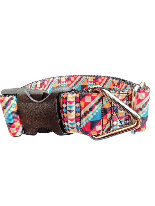 1.5" Wide Aztec Stripes Nylon Dog Collar