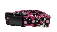 Pink Polka Dots Pattern Nylon Dog Collar
