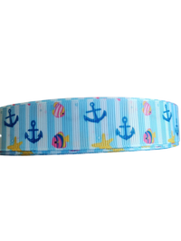 Anchors and Fish Nylon Dog Collar