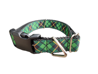 Green and Gold Plaid Nylon Dog Collar