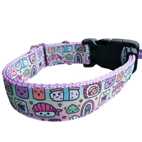 Sushi Friends Lavender Nylon Dog Collar MD, LG, XL, Leash