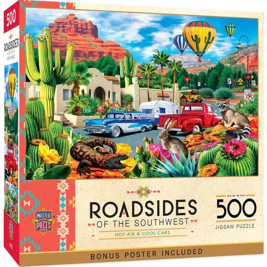Roadsides of the Southwest Hot Air & Cool Cars 500 Piece Jigsaw Puzzle | Masterpieces - BIG FRENCHIES