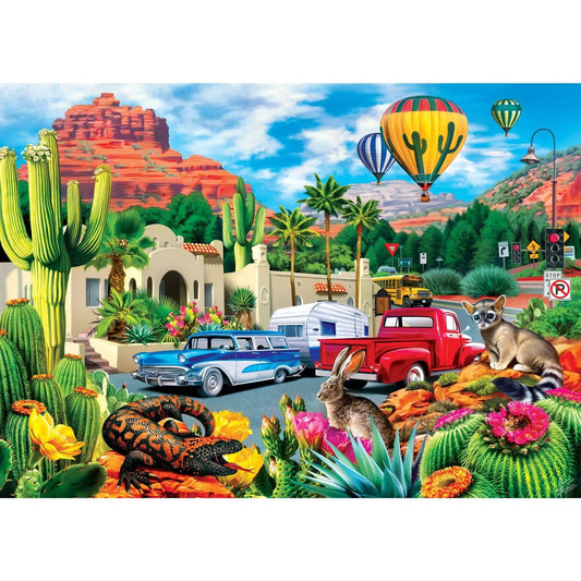 Roadsides of the Southwest Hot Air & Cool Cars 500 Piece Jigsaw Puzzle | Masterpieces - BIG FRENCHIES