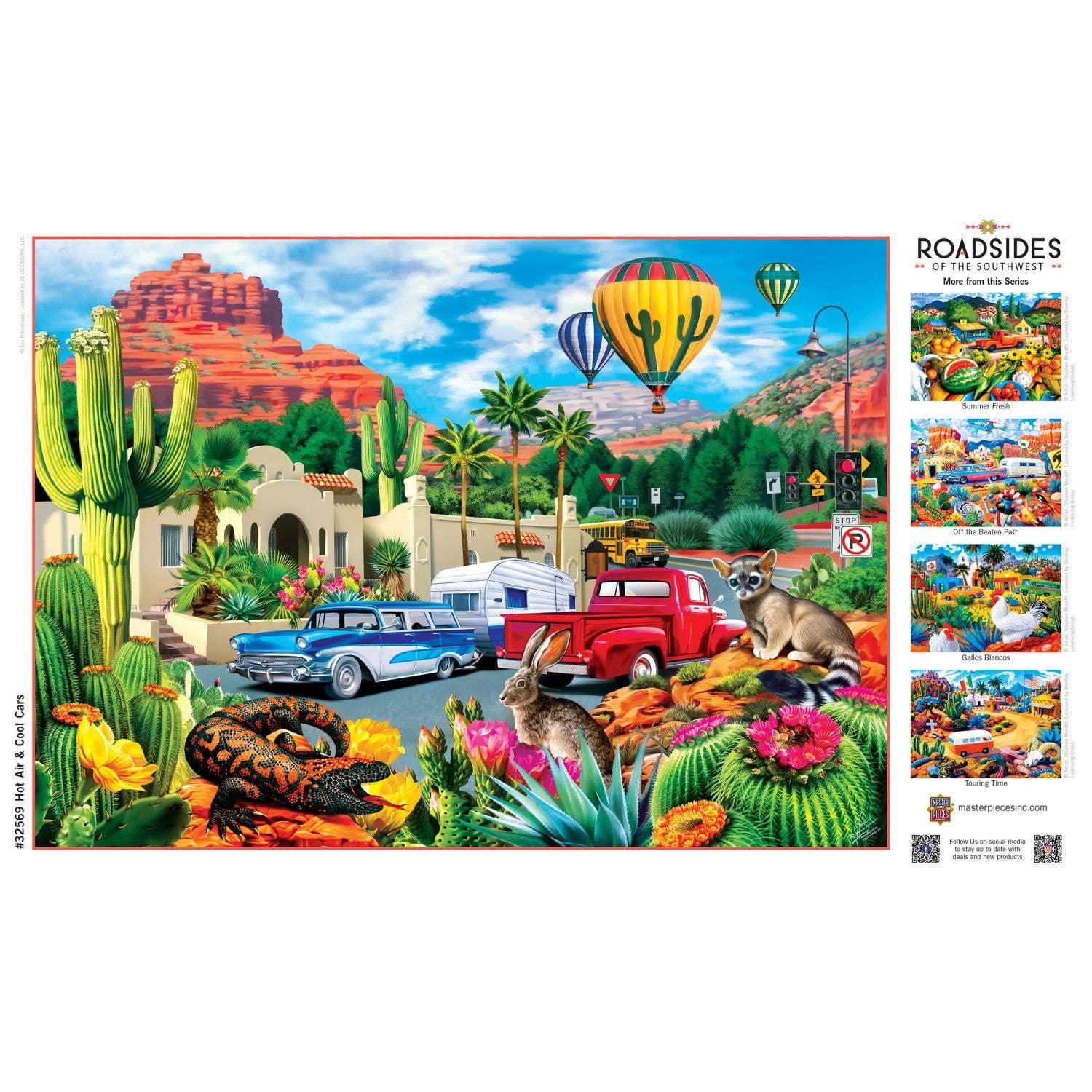 Roadsides of the Southwest Hot Air & Cool Cars 500 Piece Jigsaw Puzzle | Masterpieces - BIG FRENCHIES