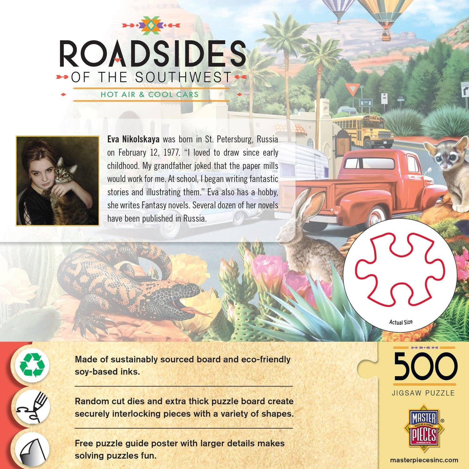 Roadsides of the Southwest Hot Air & Cool Cars 500 Piece Jigsaw Puzzle | Masterpieces - BIG FRENCHIES
