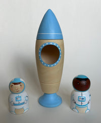 Wooden Rocket Ship Toy with Astronaut